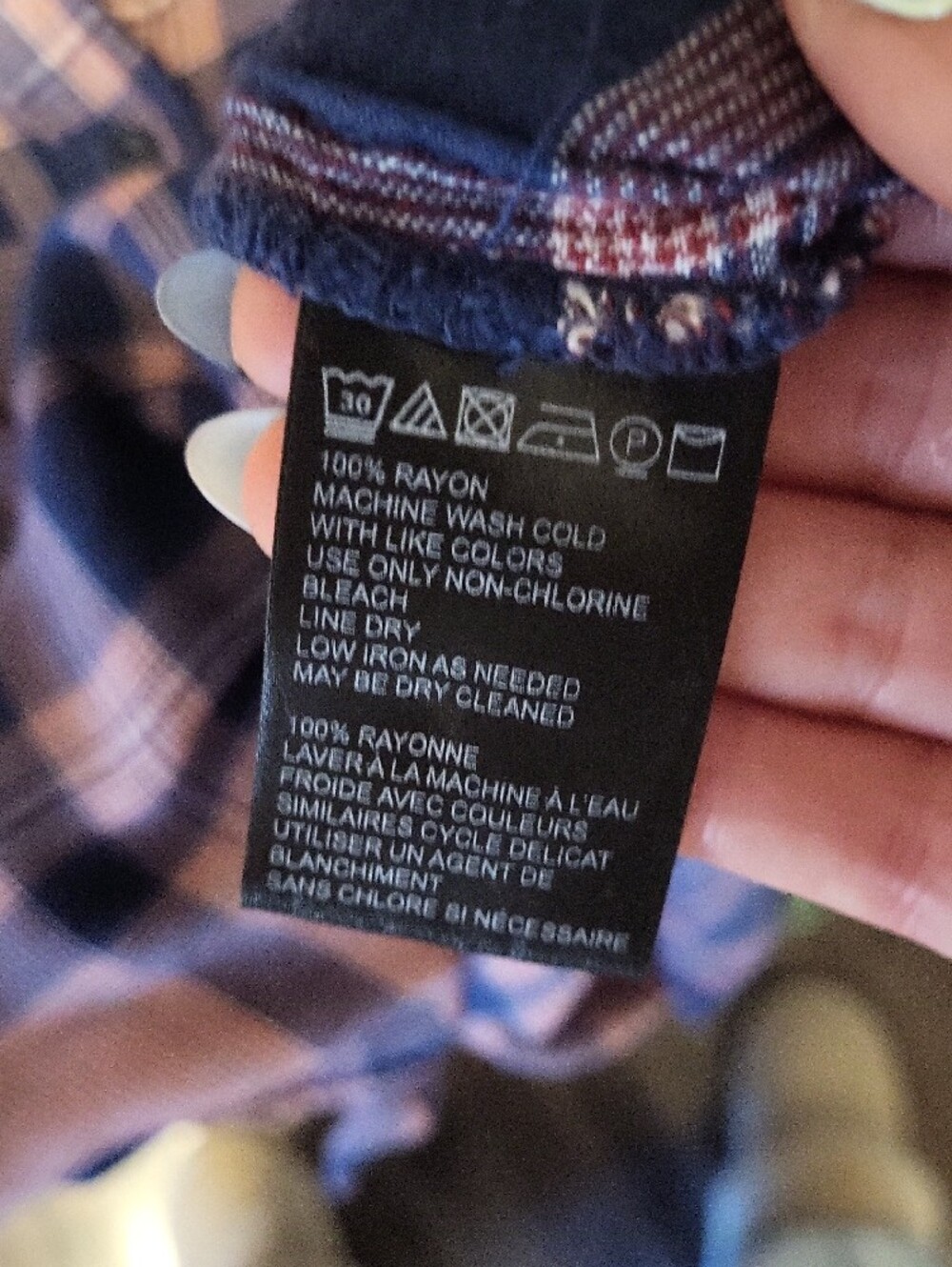 BDG Pink and Navy Plaid Button-Down Shirt - Picture 4 of 4